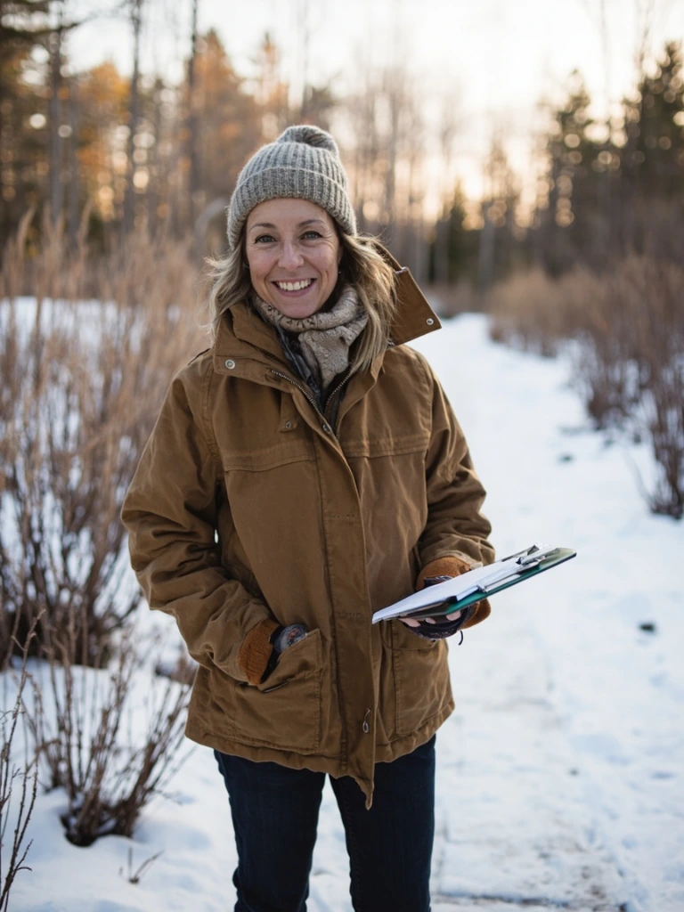 Mara Vossberg in the Duluth trial garden, January